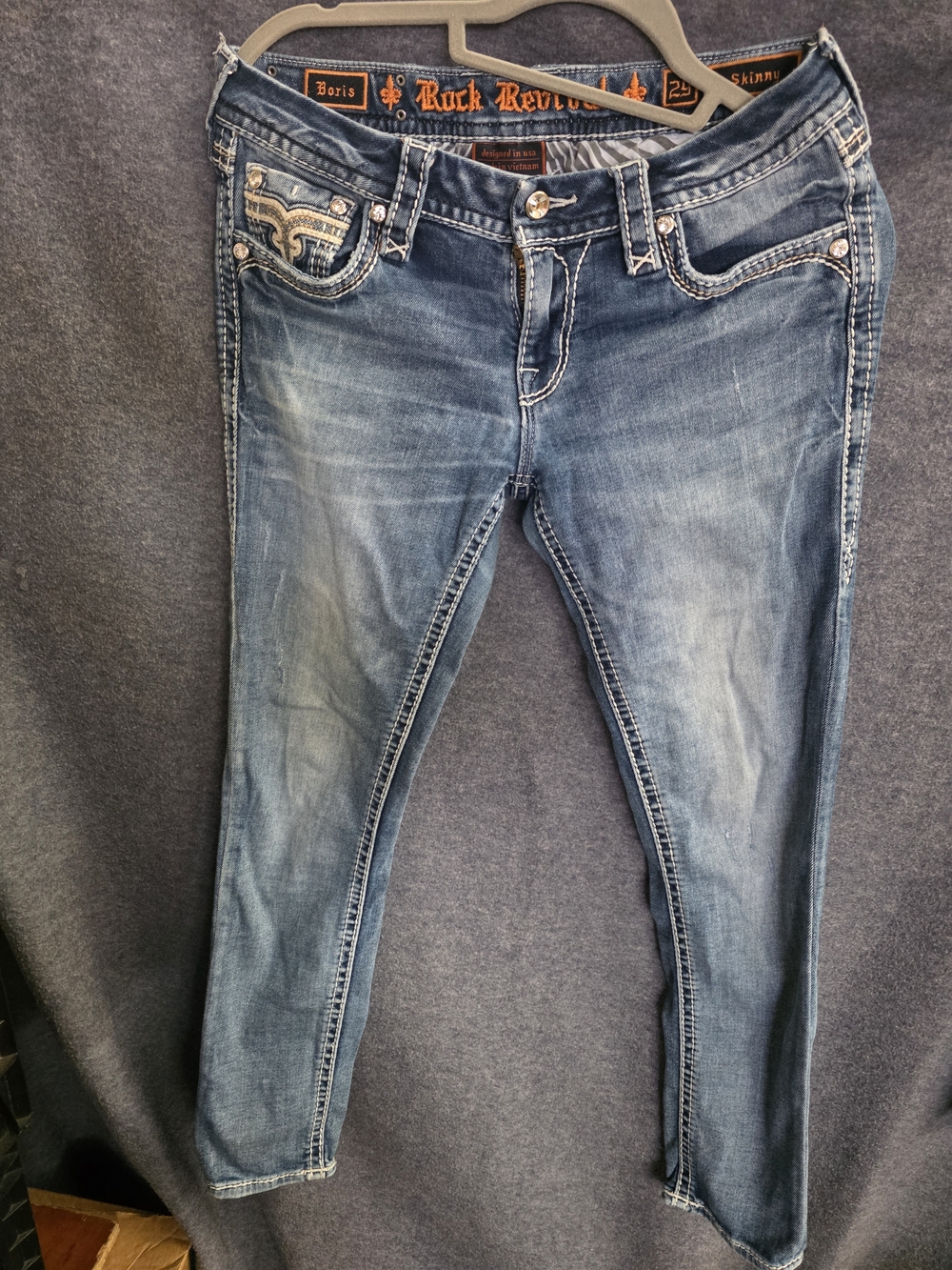Rock Revival Women's Skinny Jeans - Distressed Medium Blue Wash